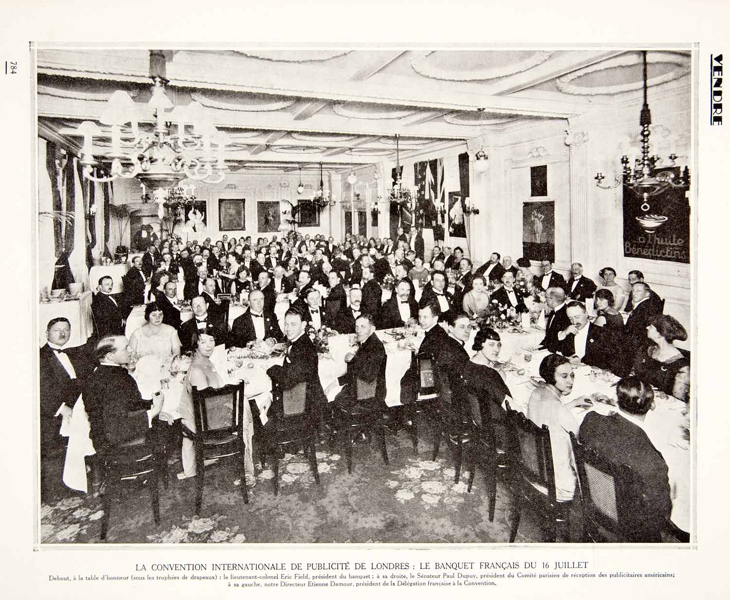 1924 Print International Convention Advertising London Banquet Paul Dupuy VEN3