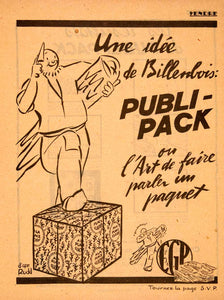 1924 Lithograph Ad Publi-Pack Packaging Brand Wrapping Paper Worker French VEN3