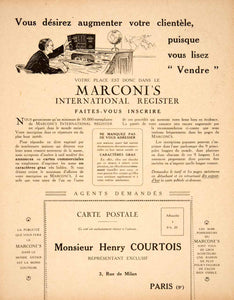 1925 Lithograph Ad Henri Courtois 3 Rue Milan International Register VEN3