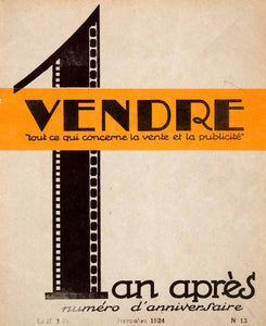 1924 Lithograph Cover Vendre Etienne Damour 1 Year Anniversary Magazine VEN4