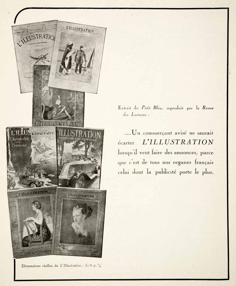 1925 Print L'Illustration Petit Bleu Review Publicity Cover Automobile VEN4