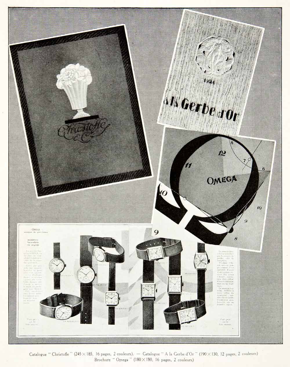 1929 Print Cristofle Watch Omega Gerbe D'Or Historical Watchband Silverware VEN4