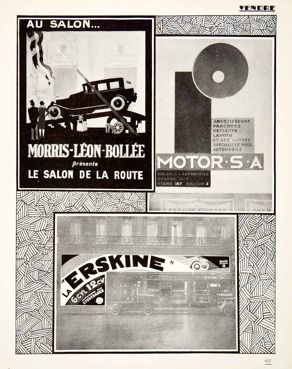 1926 Print Erskine Morris-Leon-Bollee Studebaker Automobile Touron Street VEN4