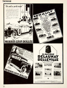 1926 Print Renault Morris-Leon-Bollee Automobile Delaunay Belleville Car VEN4