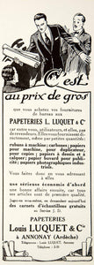 1925 Ad Papeteries Louis Luquet Office Supplies Annonay Ardeche Carbon VEN4