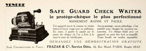 1925 Ad Safe Guard Check Writie Frazar Anti-Fraud 16 Rue Martel Paris VEN4