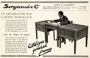 1925 Ad Borgeaude Ledger Card Filing System Accounting Desk 30 Rue Saint VEN4