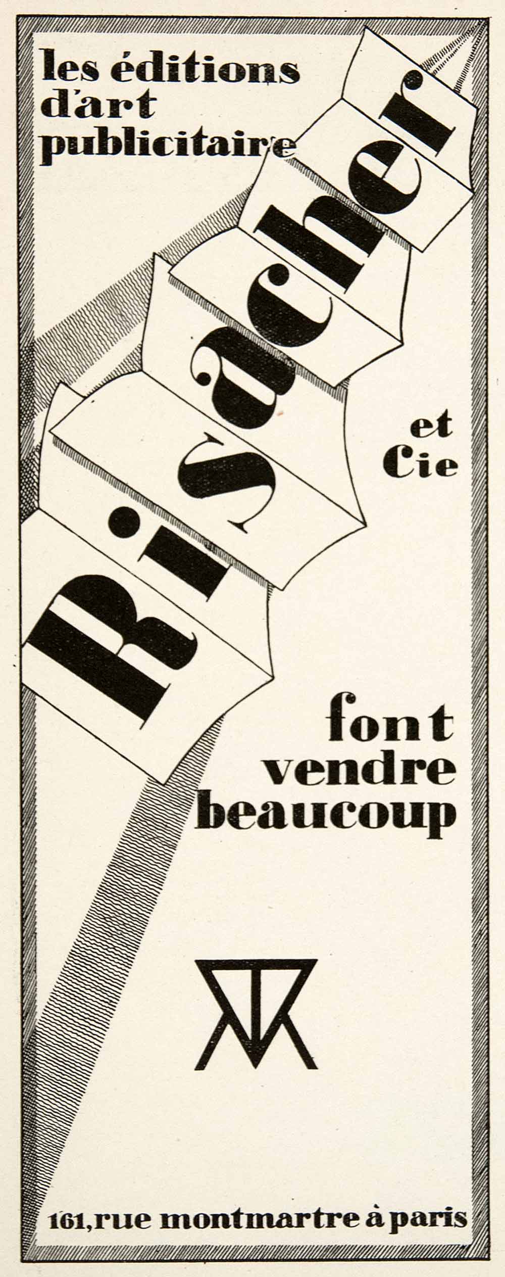 1926 Ad Risacher Advertising Agency Graphic Designers 16 Rue Montmartre VEN4