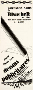 1926 Ad Risacher 161 Rue Montmartre Paris Advertising Agency Marketing VEN4