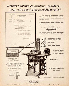 1925 Ad Addressograph Francois Martin Printing 10 Rue Crussol Paris Letter VEN4