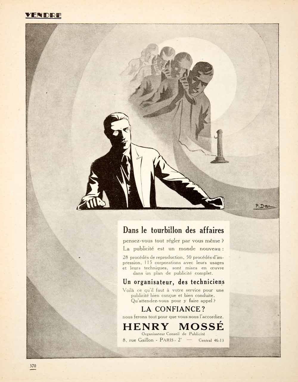 1925 Ad Henry Mosse Art Deco Advertising Agency 8 Rue Gaillon Paris VEN4