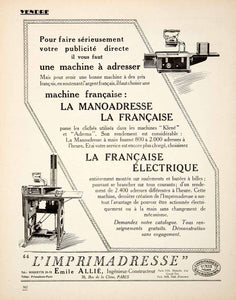 1925 Ad Manoadresse Addressograph Imprimadresse Emile Allie 30 Rue Chine VEN4