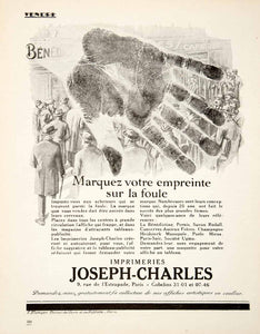 1925 Ad Joseph Charles Printing Press 9 Rue L'Estrapade Palm Print Hand VEN4