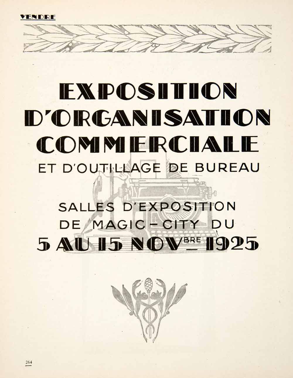 1925 Ad Magic-City Exposition D'Organisation Commerciale Office Furniture VEN4