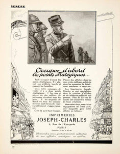 1925 Ad Joseph Charles 9 Rue L'Estrapade Ferdinand Foch Printing Presses VEN4
