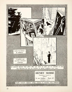 1925 Ad Henry Mosse 8 Rue Gaillon Paris Advertising Agency Billboard VEN4