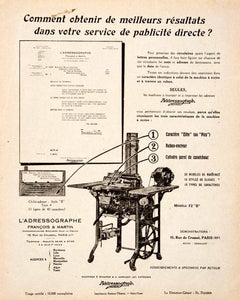 1925 Ad Addressograph Press Francois Martin Buttner-Thierry 10 Rue Crussol VEN4
