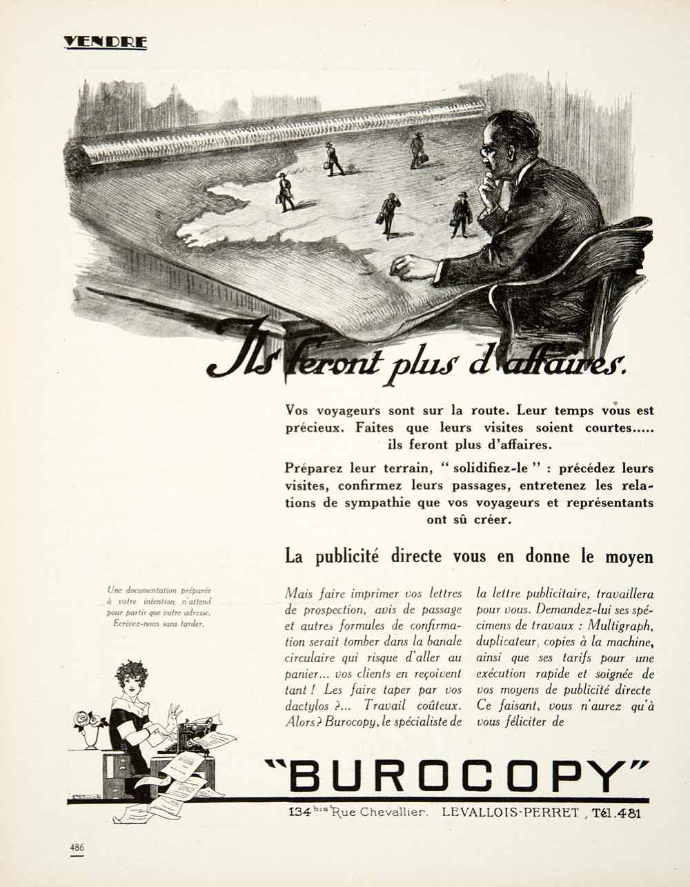 1925 Ad Burocopy 134 Rue Chevallier Levallois-Perret Publicity Campaign VEN4