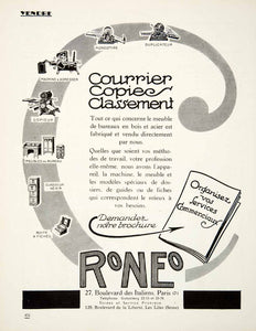 1925 Ad Roneo 27 Boulevard Italiens Paris Roneotype Furniture Cabinet VEN4