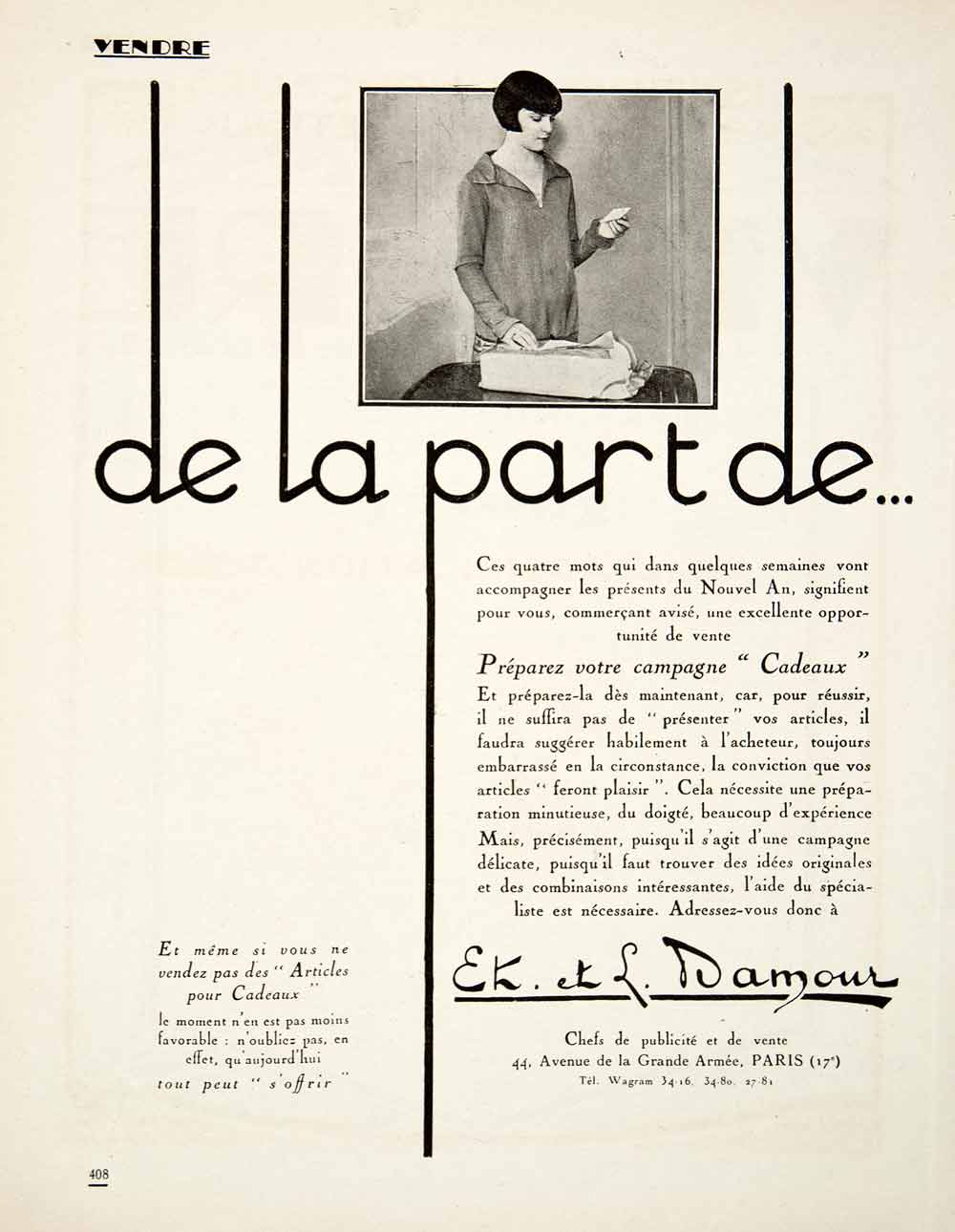 1925 Ad Publicity Experts Etienne Leon Damour 44 Avenue Grande Armee Paris VEN4