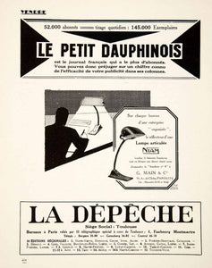 1925 Ad La Depeche Petit Dauphinois Niam Lamp G Main 91 Ave Clichy Paris VEN4