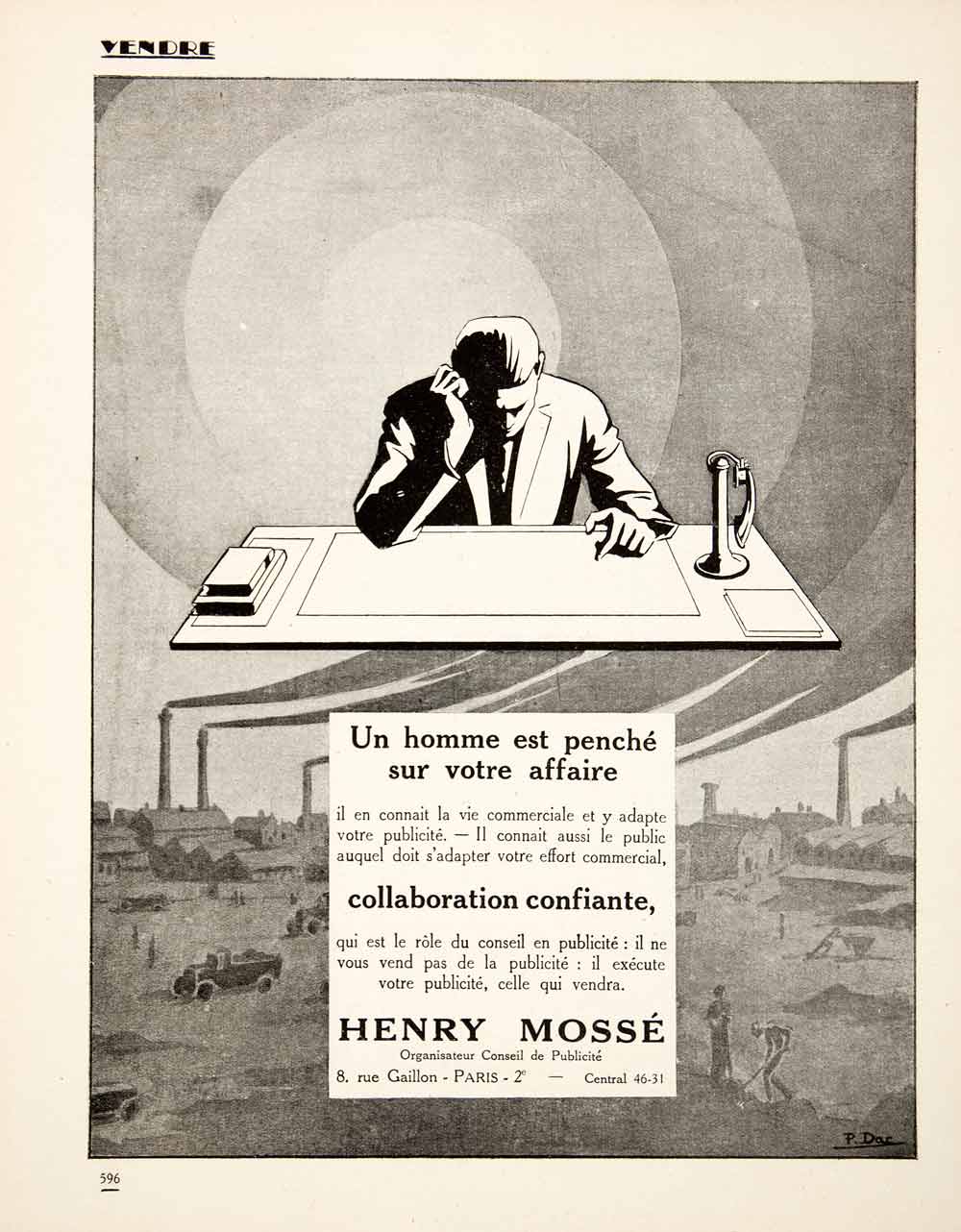 1925 Advert Henry Mosse P Dac 8 Rue Gaillon Paris Advertising Agency VEN4