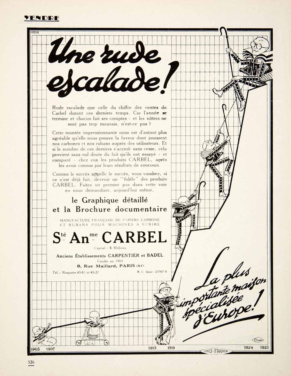 1925 Ad Carbel Carpentier Badel 8 Rue Maillard Paris Carbon Paper Typing VEN4