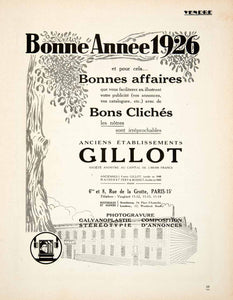 1926 Ad Gillot Publishing Agency Advertising Firm 8 Rue Grotte Paris Office VEN4
