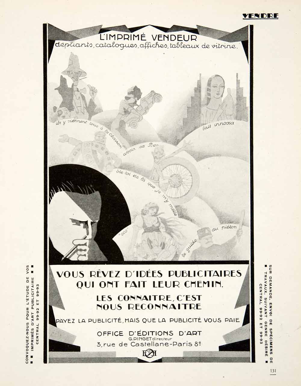 1926 Ad G Pinget Print Vendor 3 Rue Castellane Paris Office D'Editions VEN4