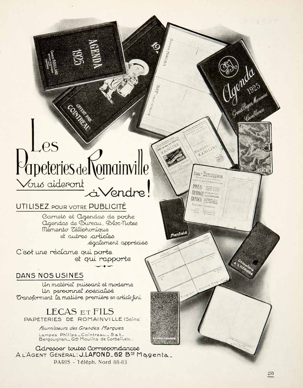 1926 Ad Stationary Romainville Agenda Planner Lecas Fils 62 Boulevard –  Period Paper Historic Art LLC