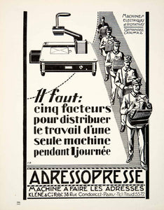 1926 Ad Adressopresse Klene Addressograph 38 Rue Condorcet Paris Stamp VEN4