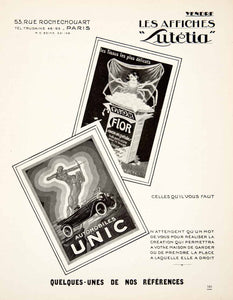 1926 Ad Affiches Lutetia 53 Rue Rochechouart Paris Flor Unic Advertising VEN4