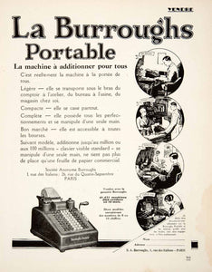 1926 Ad Burroughs Portable Personal Calculation Machine 26 rue 4 Septembre VEN4
