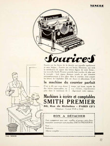 1926 Ad Smith Premier 89 Rue Richelieu Paris Typewriter No 60 Office VEN4