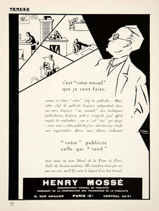 1926 Ad Henry Mosse 8 Rue Gaillon Paris Advertising Agency Dac Publicity VEN4