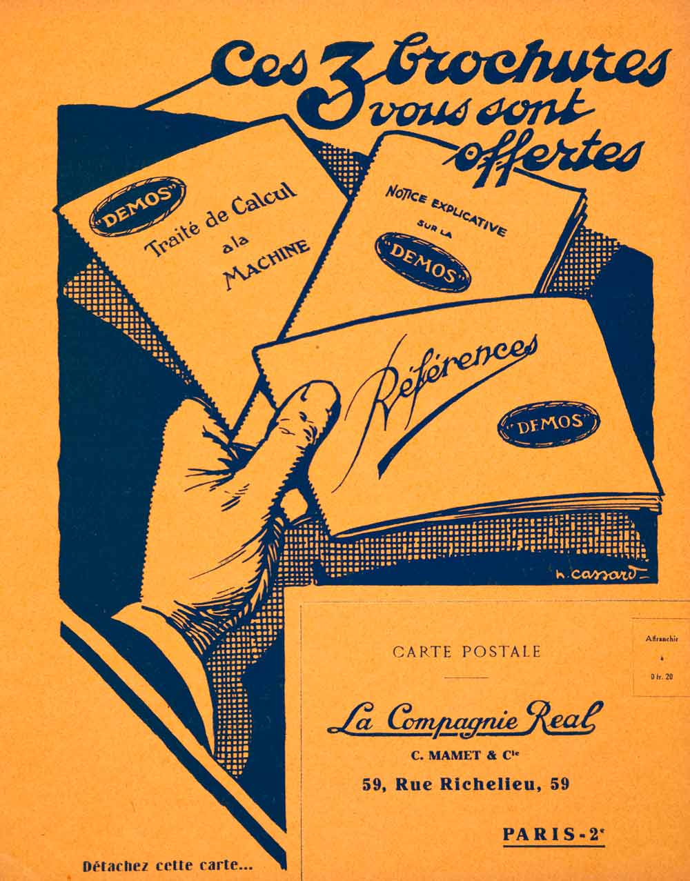 1925 Lithograph Ad Comapgnie Real C Mamet 59 Rue Richelieu Paris Demo VEN4