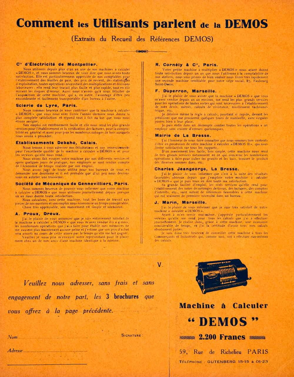 1925 Lithograph Ad Comapgnie Real C Mamet 59 Rue Richelieu Paris Demo VEN4