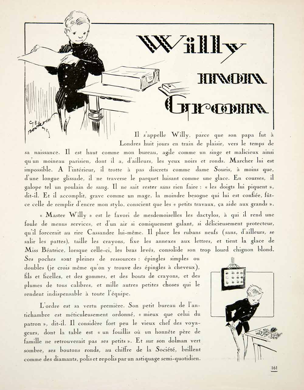 1926 Article Georges Bourdin Maison Hermel Freres French Willy Errand Boy VEN4