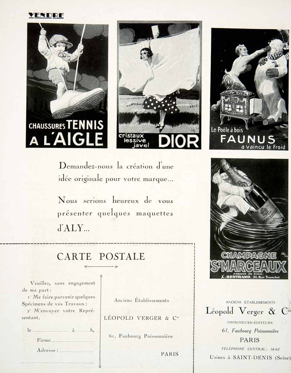 1925 Ad Dubonnet Leopold Verger Carlu Dior Aigle Fannus St Marceaux Paris VEN4