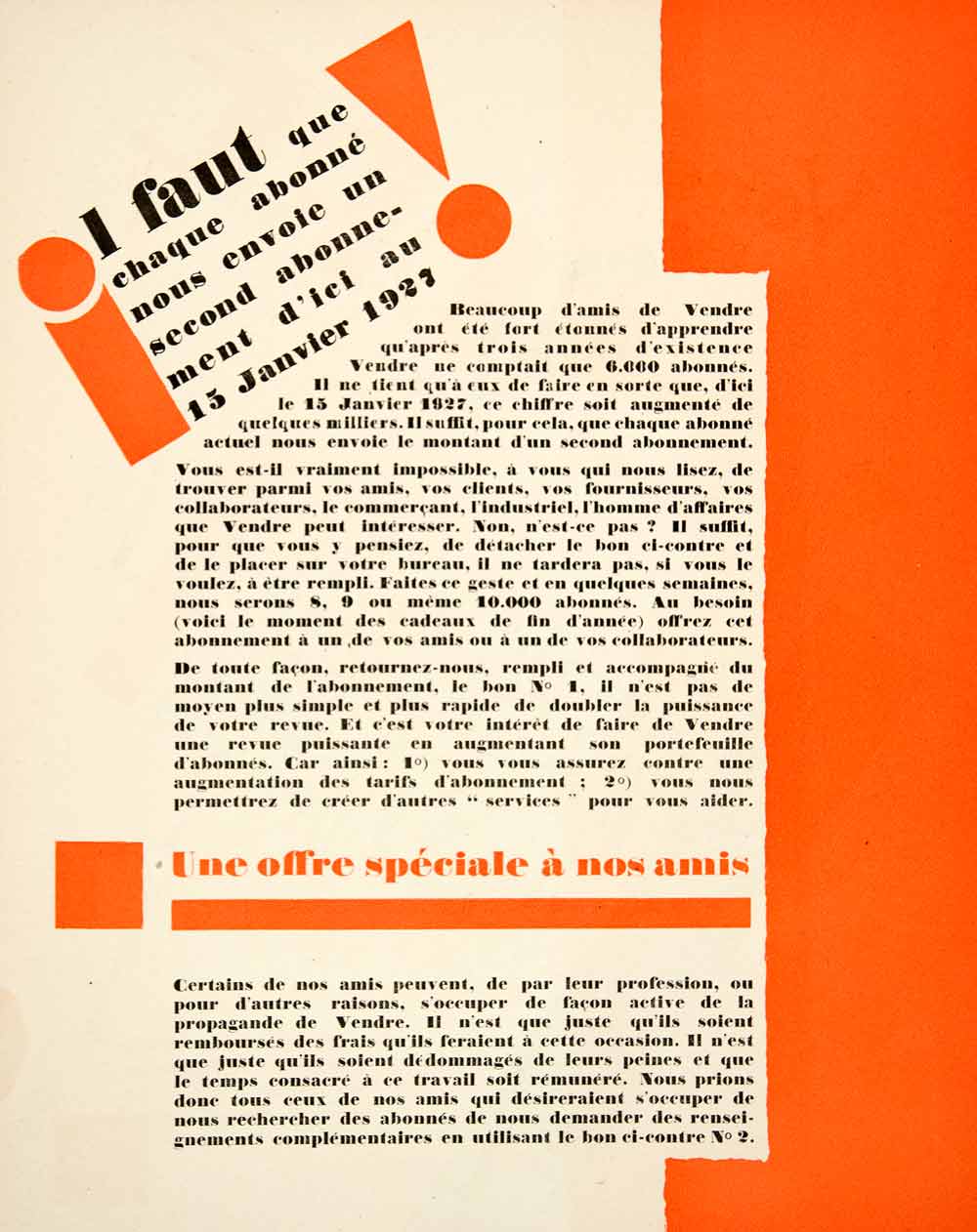 1926 Lithograph Vendre French Trade Magazine Subscription Renewal VEN4