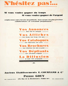 1926 Ad Pierre Gouy E Cournand 23 Rue Bienfaisance Paris Publisher VEN4