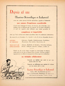 1926 Lithograph Ad Institut Scientifique Industriel 8 Rue Nouvelle Paul VEN4