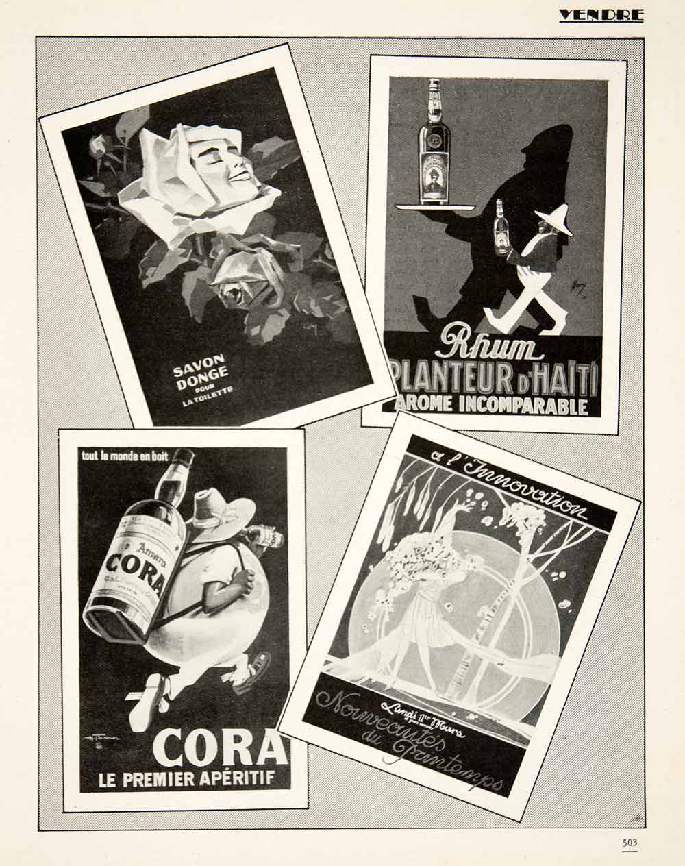 1926 Print French Art Deco Advertising Graphic Design Cora Aperitif Rhum VEN5