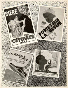 1929 Print Art Deco French Advertising Graphic Design Biere Cigarettes Ad VEN5
