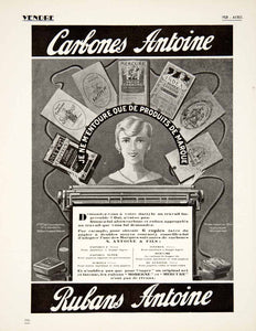 1928 Ad French Antoine Carbon Paper Typewriter Ribbon Carbones Rubans VEN5