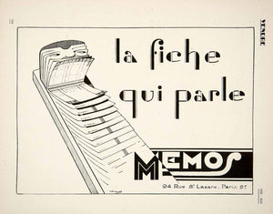 1928 Ad French Business Forms Card File Fiches 94 Rue Saint-Lazare Paris VEN5