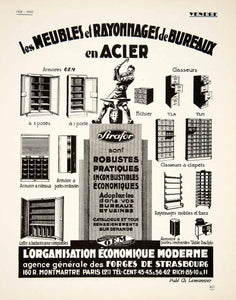 1928 Ad French Steel Business Office Furniture Shelving Filing Cabinets VEN5