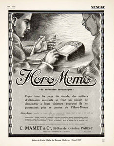 1928 Ad French Horo-Memo Datebook Planner C Mamet 59 Rue de Richelieu Paris VEN5