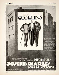 1928 Ad French Advertising Poster Gobelins Imprimeries Joseph-Charles Paris VEN5