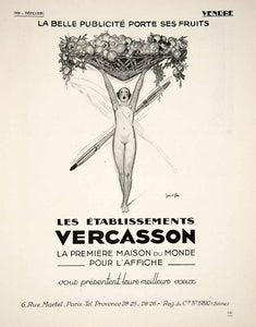 1928 Ad Etablissements Vercasson Nude French Advertising Agency Firm Paris VEN5